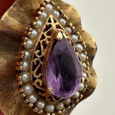 Vintage Amethyst & Pearl Pendant