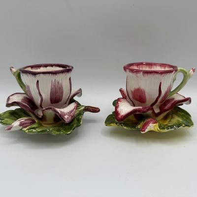 Japanese Flower Teacups and Saucers