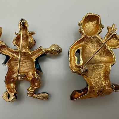 Two Clown Brooches