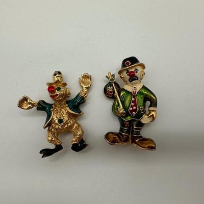 Two Clown Brooches