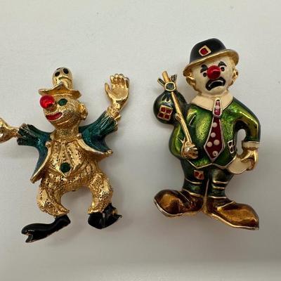 Two Clown Brooches