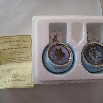 Pair of Blue Wildlife ornaments