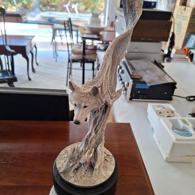 Cain. "Transcendental White Wolf," sculpture