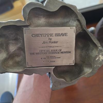 Franklin Mint Cheyenne Brave Fine Pewter Figure