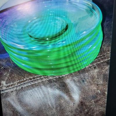 6 Uranium glass saucers