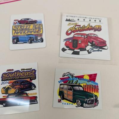 Car Show Street Rod Button Pin Lot & Rallye Productions Dash Plaque Mini