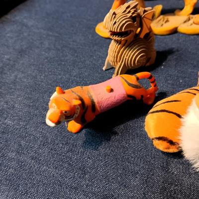 KITTY CATS MADE OF RABBIT FUR PLUS PLUSH AND HARD PLASTIC TIGERS