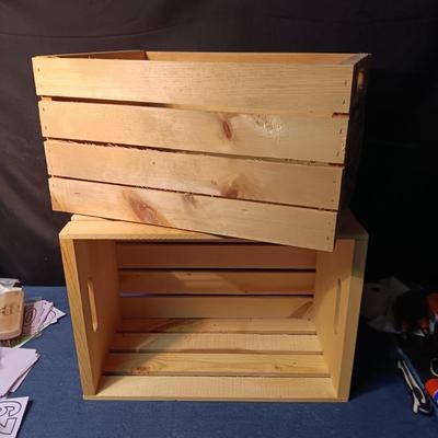 2 SOLID AND STURDY WOODEN CRAFTING CRATES