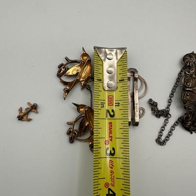 Various Sterling Brooches, Pins, Money Clip, Etc.