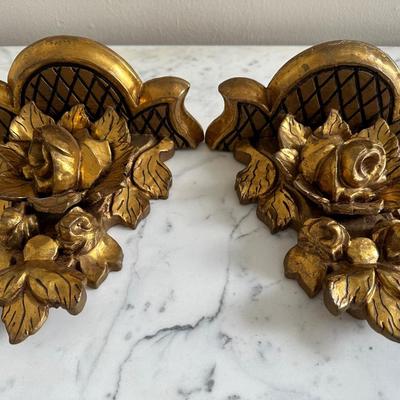 Pair of Carved Giltwood Wall Shelves