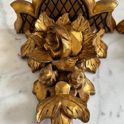 Pair of Carved Giltwood Wall Shelves