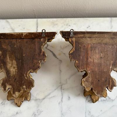 Pair of Carved Giltwood Wall Shelves