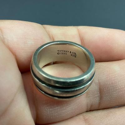 -2- TIFFANY | Atlas Groove Sterling Ring | Marked