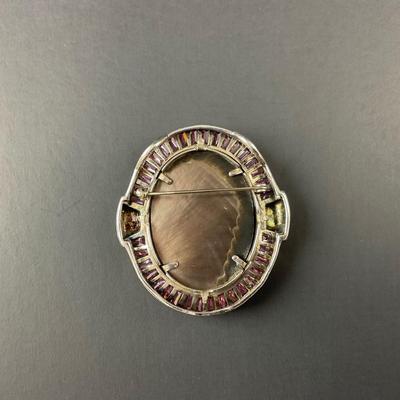 -3- FINE JEWELRY | Sterling Silver & Mother Of Pearl Cameo Pin/Pendant | Marked