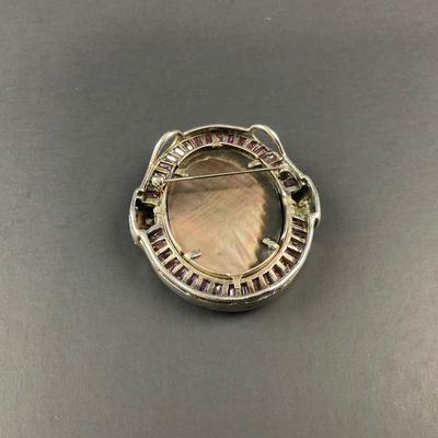 -3- FINE JEWELRY | Sterling Silver & Mother Of Pearl Cameo Pin/Pendant | Marked