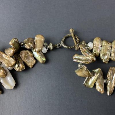 -4- ARTISAN | Art Nouveau Baroque Freshwater Pearl Necklace | Marked