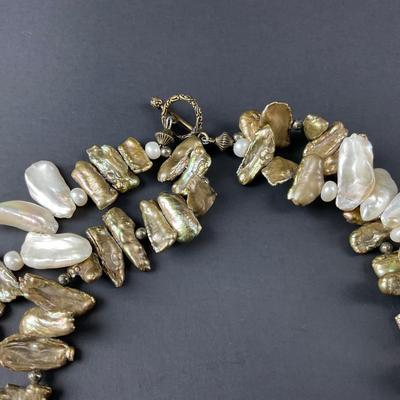 -4- ARTISAN | Art Nouveau Baroque Freshwater Pearl Necklace | Marked