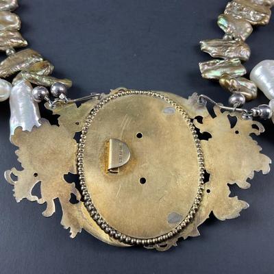-4- ARTISAN | Art Nouveau Baroque Freshwater Pearl Necklace | Marked