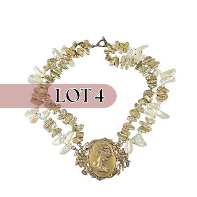 -4- ARTISAN | Art Nouveau Baroque Freshwater Pearl Necklace | Marked