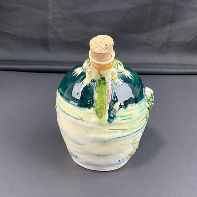 -7- MAJOLICA | Vintage Small Pitcher Jug With Frogs & Water Lilies
