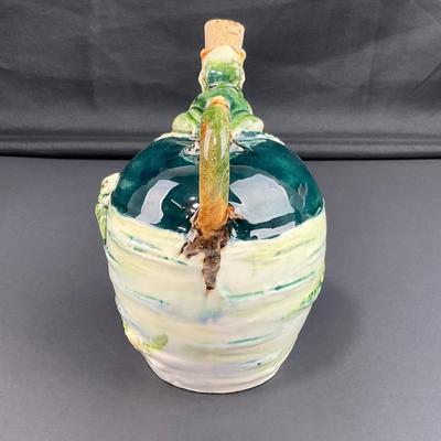 -7- MAJOLICA | Vintage Small Pitcher Jug With Frogs & Water Lilies