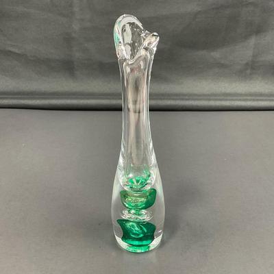 -15- VAS VITREUM | Sweden Crystal Art Glass Vase | Green Bubble Design With Sticker