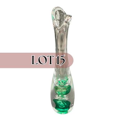 -15- VAS VITREUM | Sweden Crystal Art Glass Vase | Green Bubble Design With Sticker