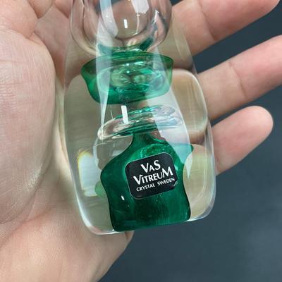 -15- VAS VITREUM | Sweden Crystal Art Glass Vase | Green Bubble Design With Sticker