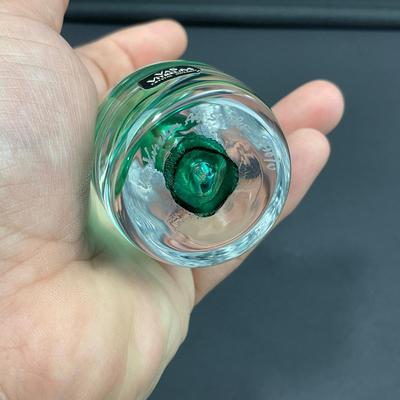 -15- VAS VITREUM | Sweden Crystal Art Glass Vase | Green Bubble Design With Sticker