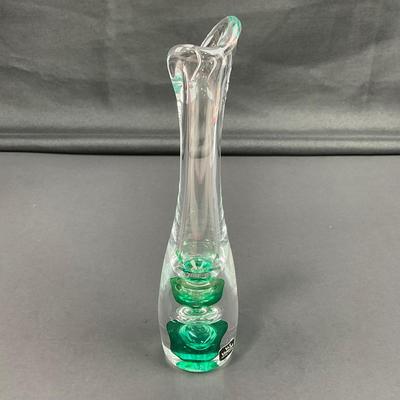-15- VAS VITREUM | Sweden Crystal Art Glass Vase | Green Bubble Design With Sticker