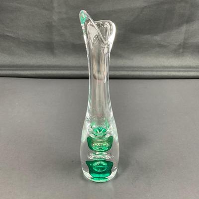 -15- VAS VITREUM | Sweden Crystal Art Glass Vase | Green Bubble Design With Sticker