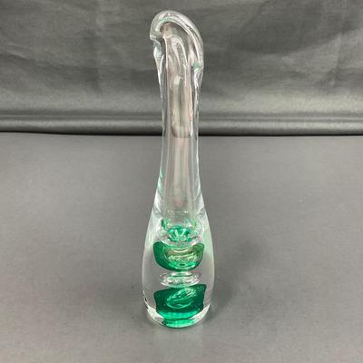 -15- VAS VITREUM | Sweden Crystal Art Glass Vase | Green Bubble Design With Sticker