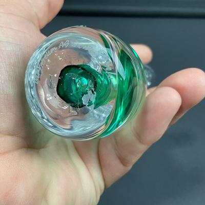-15- VAS VITREUM | Sweden Crystal Art Glass Vase | Green Bubble Design With Sticker