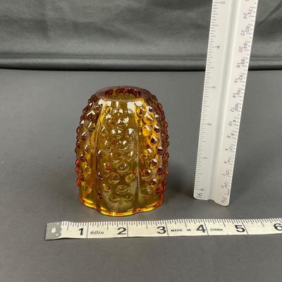 -16- FENTON | Vintage Hobnail Amber Fairy Lamp