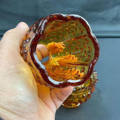 -16- FENTON | Vintage Hobnail Amber Fairy Lamp