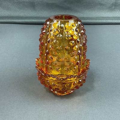 -16- FENTON | Vintage Hobnail Amber Fairy Lamp