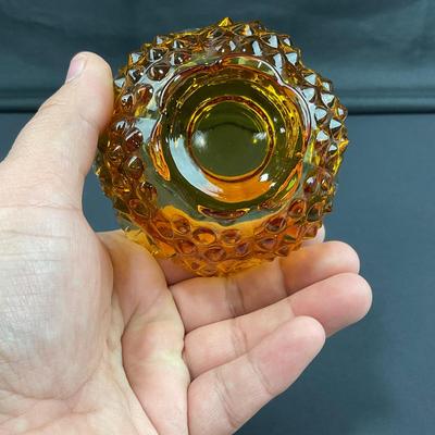 -16- FENTON | Vintage Hobnail Amber Fairy Lamp