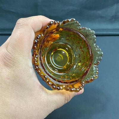 -16- FENTON | Vintage Hobnail Amber Fairy Lamp