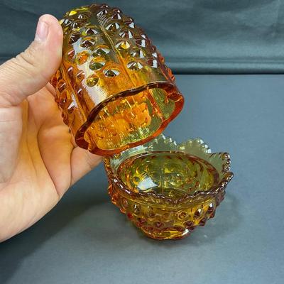 -16- FENTON | Vintage Hobnail Amber Fairy Lamp