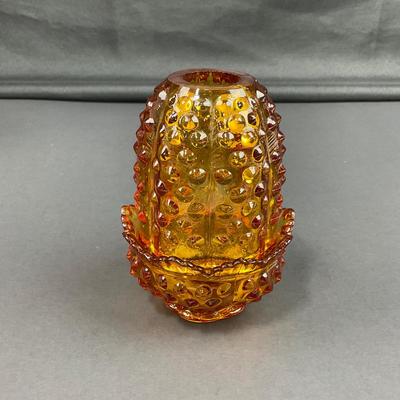-16- FENTON | Vintage Hobnail Amber Fairy Lamp