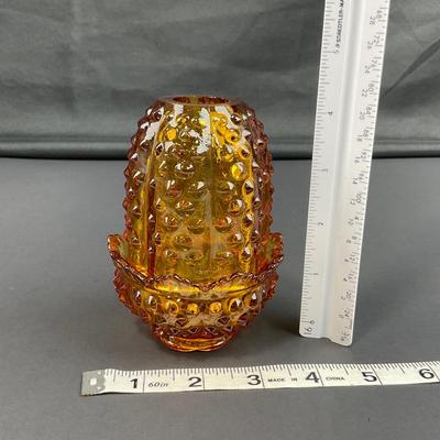 -16- FENTON | Vintage Hobnail Amber Fairy Lamp