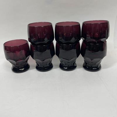 Lot of 7 Anchor Hocking Vintage Amethyst Honeycomb Tumblers