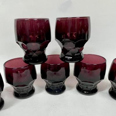 Lot of 7 Anchor Hocking Vintage Amethyst Honeycomb Tumblers