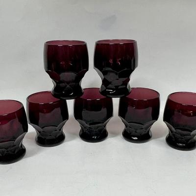 Lot of 7 Anchor Hocking Vintage Amethyst Honeycomb Tumblers