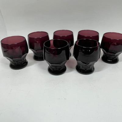 Lot of 7 Anchor Hocking Vintage Amethyst Honeycomb Tumblers