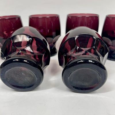 Lot of 7 Anchor Hocking Vintage Amethyst Honeycomb Tumblers