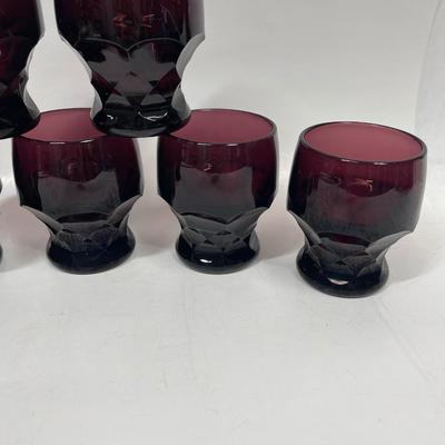 Lot of 7 Anchor Hocking Vintage Amethyst Honeycomb Tumblers