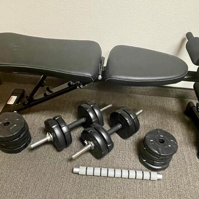 Marcy Multi-Purpose Adjustable Workout Weight Bench and Dumbbells