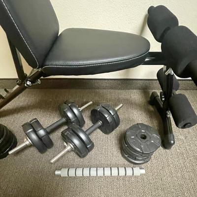 Marcy Multi-Purpose Adjustable Workout Weight Bench and Dumbbells