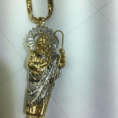 14 k Necklace medalion 24 in 26.7g
